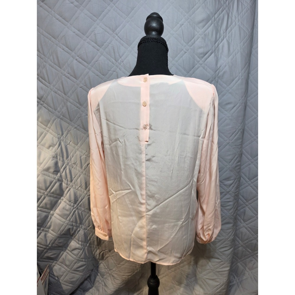 David Matthew Peach Embroidered Lace Neckline Blouse Long Sleeve Vintage Style 6 - Picture 2 of 7